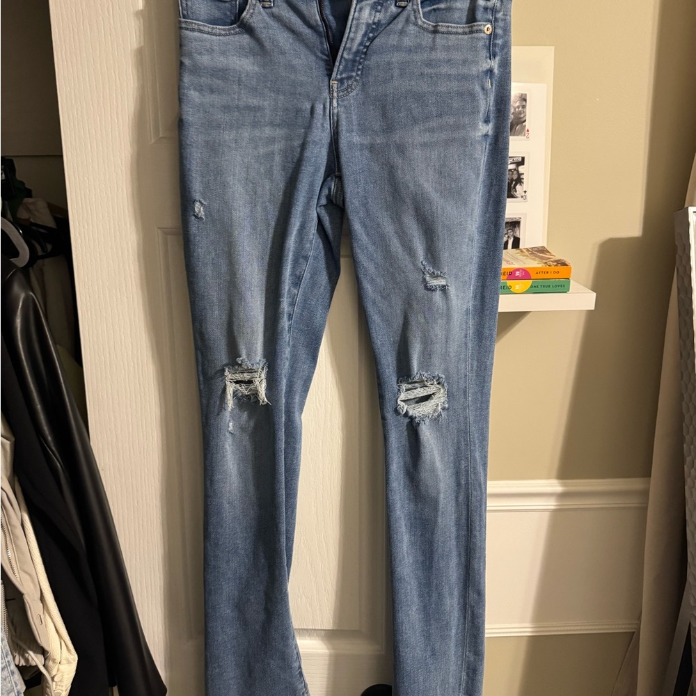Express Light Blue Distressed SKYSCRAPER Jeans